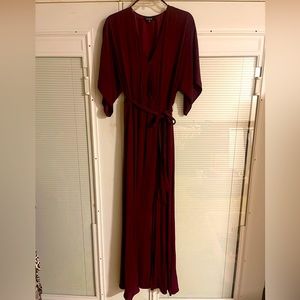 Burgundy Faux Wrap Dress